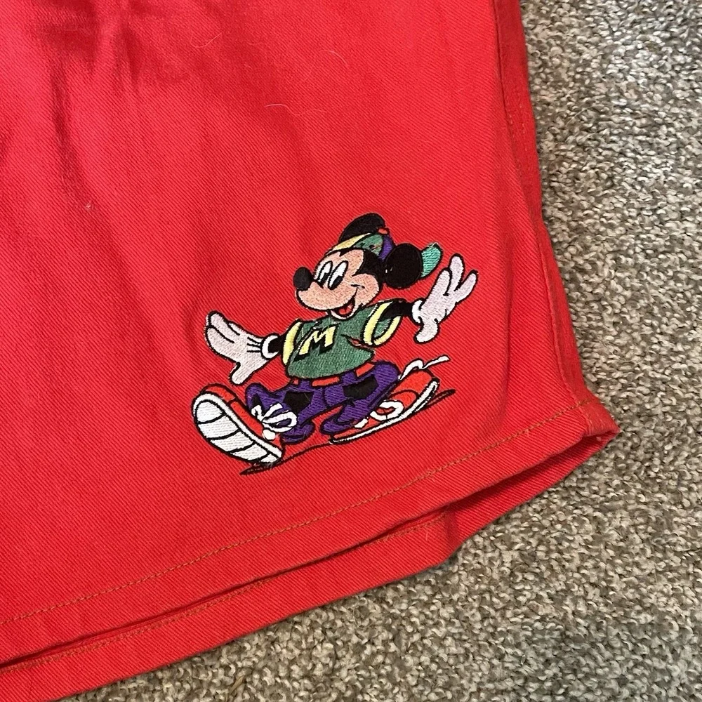 vintage 90s MICKEY MOUSE RED DENIM SHORTS 40
